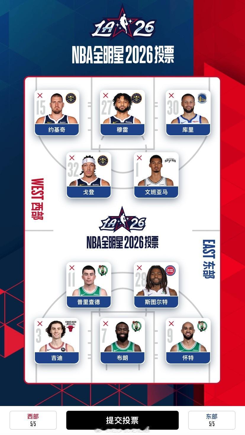 家人们，都投票了吗？😏2026NBA全明星投票