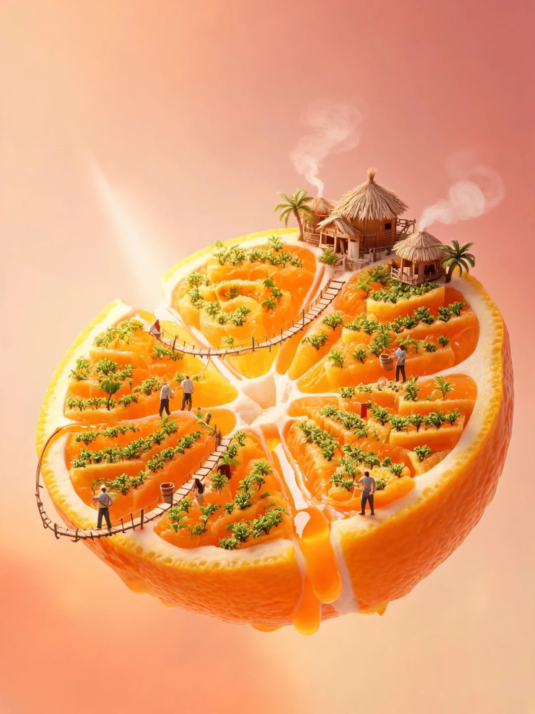🍊住进一瓣橙子里｜微观小人世界