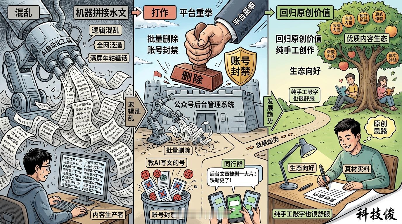 公众号批量删除AI写作文章之前就老刷到AI写作批量生产，怎么现在才开始重拳出击整