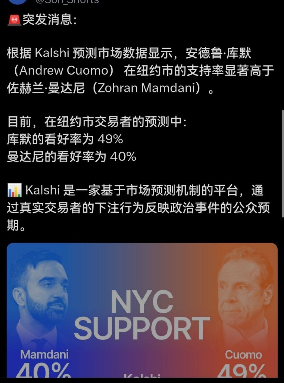 纽约市长选情赌盘 ​​​