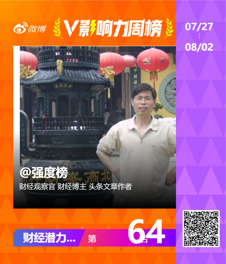 【V影响力榜 2026年第31周】「财经潜力周榜」揭榜啦！榜主排名第64位，还需