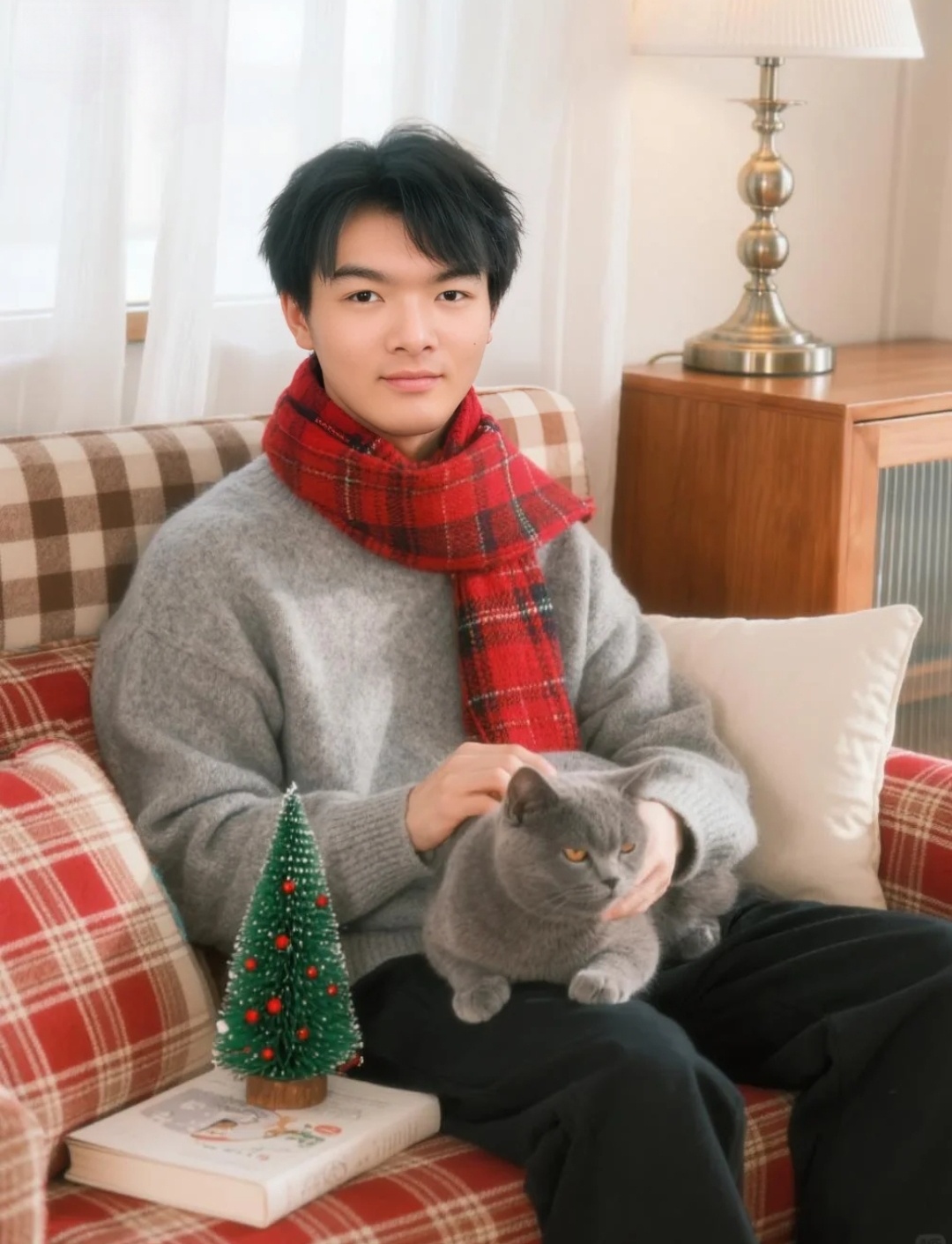 如果秋冬有颜色 你的秋冬是什么颜色的？🎨我的答案是：猫咪灰+围巾红+圣诞树的绿