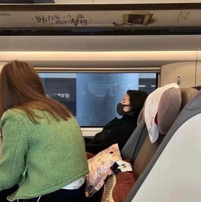 看到刘亦菲高铁出行的照片，瞬间觉得她好接地气！和普通人一样坐高铁，还带着可爱的卡