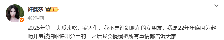 许荔莎 我不是许凯现在的女朋友许荔莎说和许凯22年底分手 ​恋情女主角连发聊天博