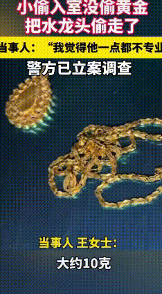 小偷行窃专偷水龙头，近万元金链因老旧被嫌假
 1月24日四川达州，王女士回农村空