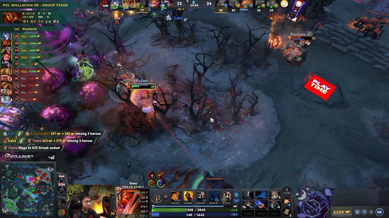 DOTA2 PGL瓦拉几亚第九季瑞士轮小组赛0-2组YB对阵PT战队BO3第二局