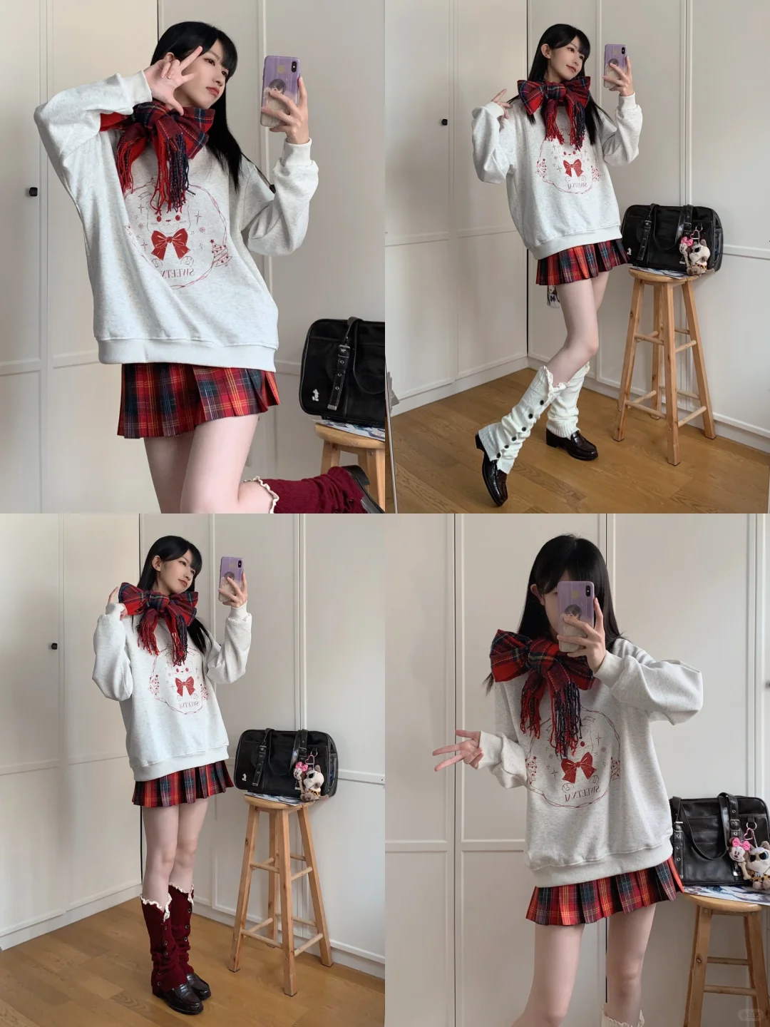 蝴蝶结围巾好有圣诞氛围！➹♡⃛