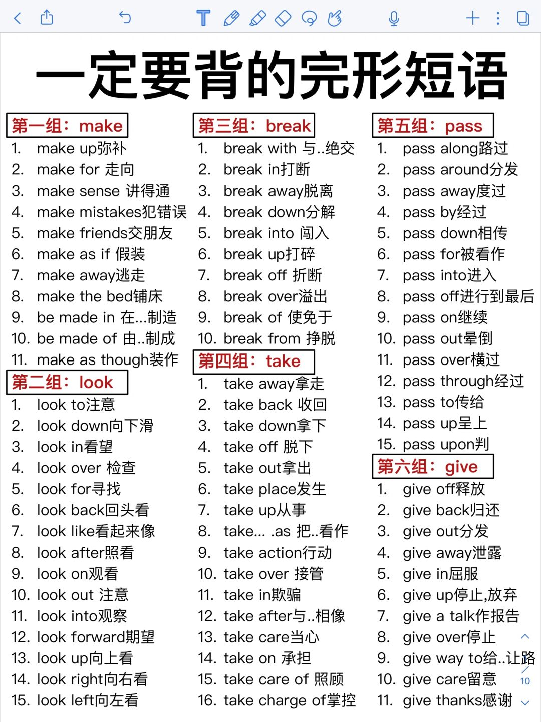 背完闭眼选答案‼️一定要背的完形高频短语！