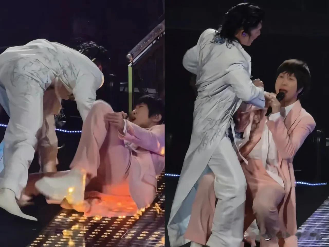 阿信又摔倒了，这次他被质疑是假摔，找到了流量密码。

也有人说，他不是F4成员硬