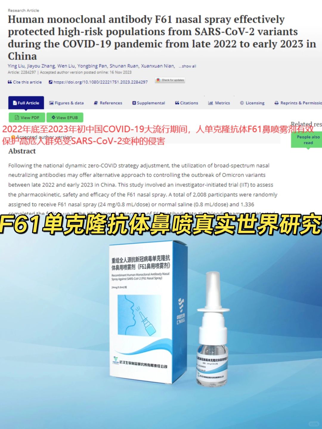 单克隆抗体F61鼻喷的相关研究