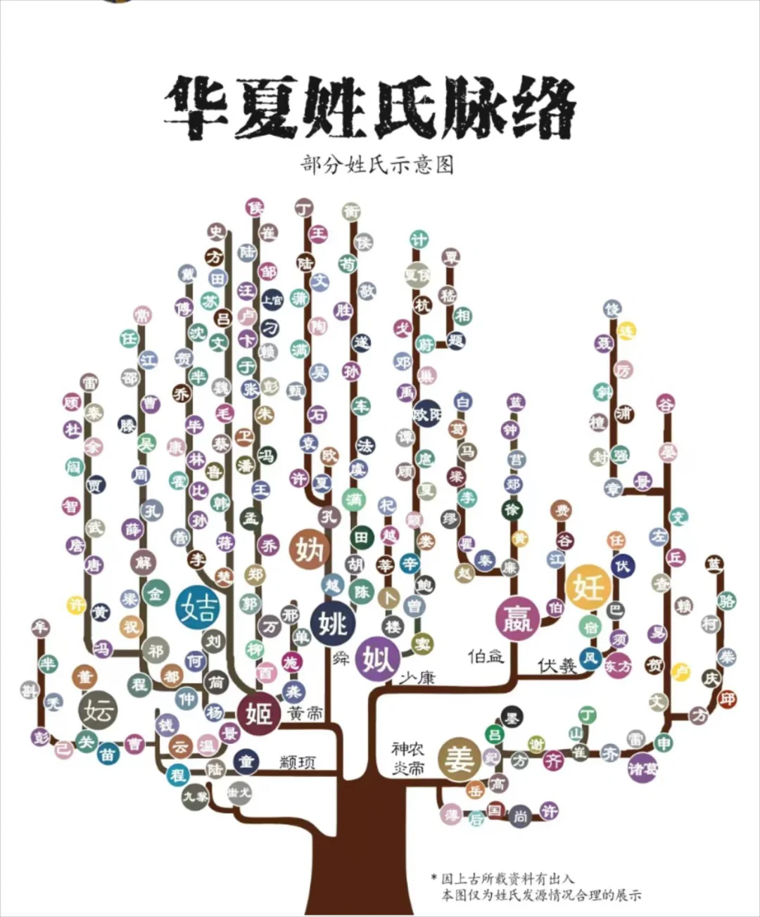 华夏姓氏脉络，看看你的姓氏发源于哪里