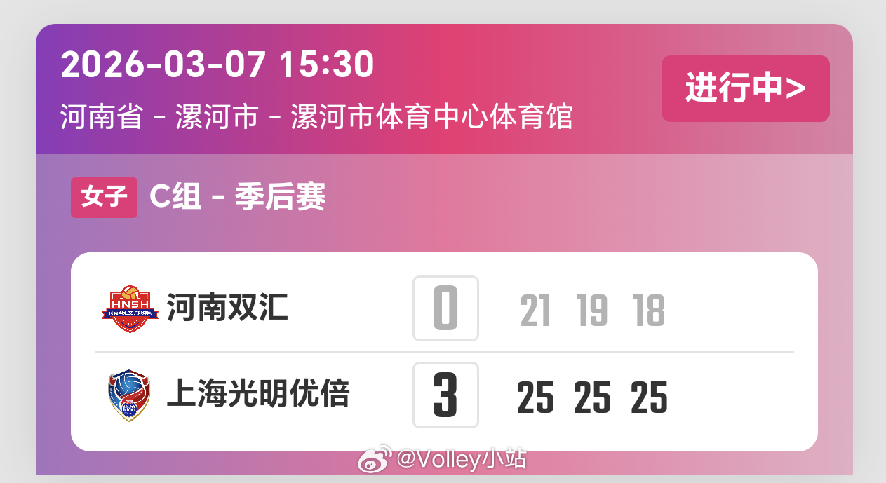 2025-2026赛季中国女子排球超级联赛季后赛第4轮，河南女排0比3上海女排（