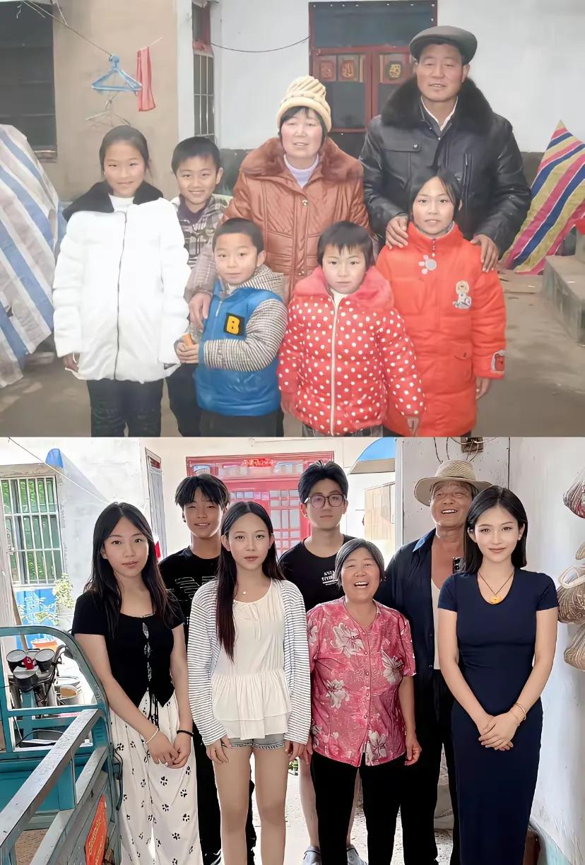 网友:
十年前 vs 十年后，一转眼爸爸妈妈就老了……