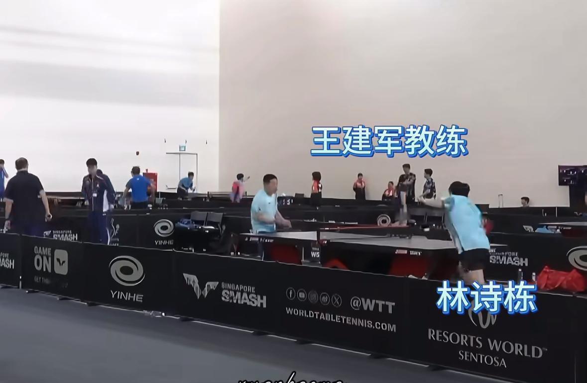 林诗栋比赛结束后又马不停蹄的去训练——林诗栋与王建军教练配合默契
2月24日，林