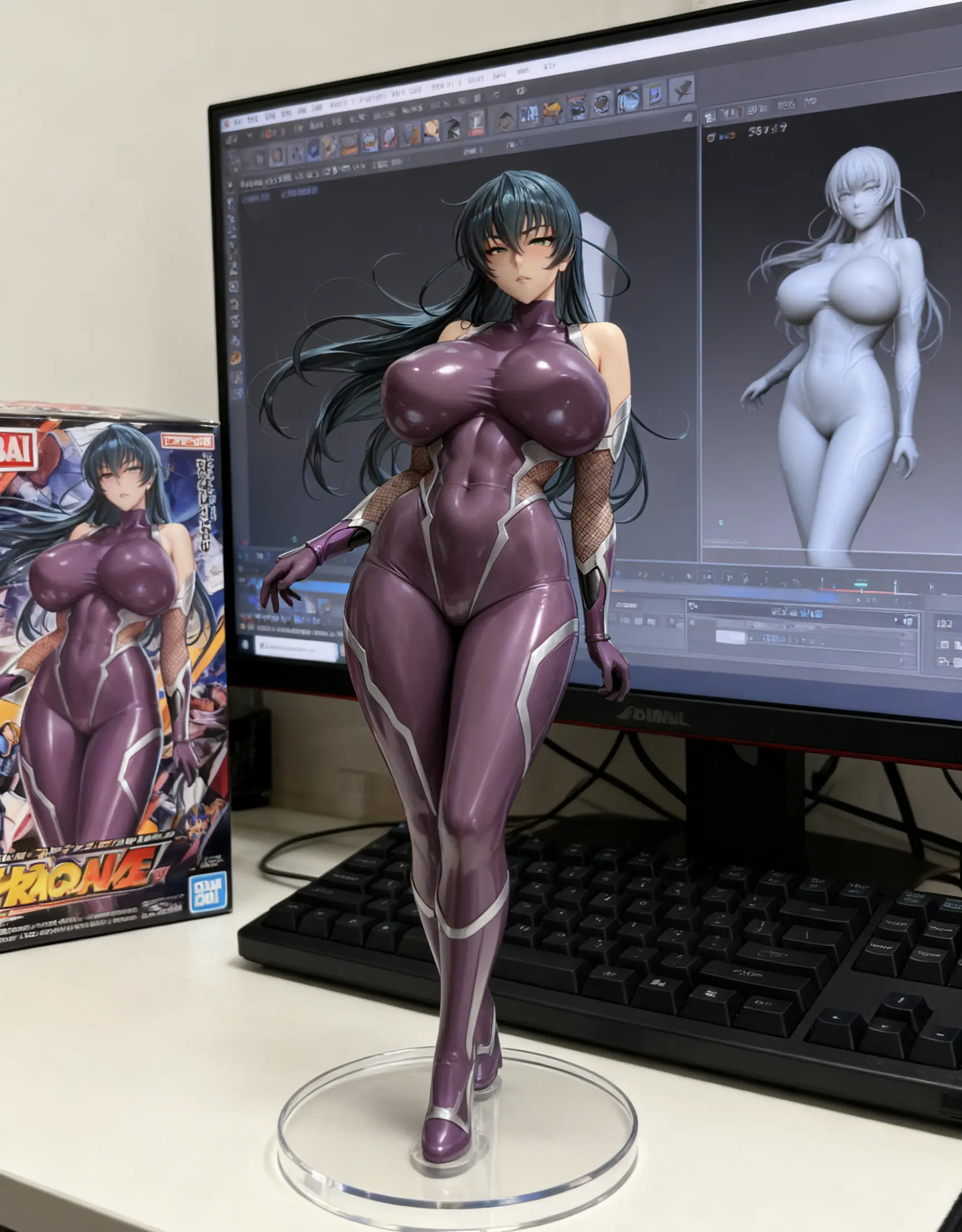 手办模型 3d建模 性感美女 对魔忍阿莎姬 对魔忍