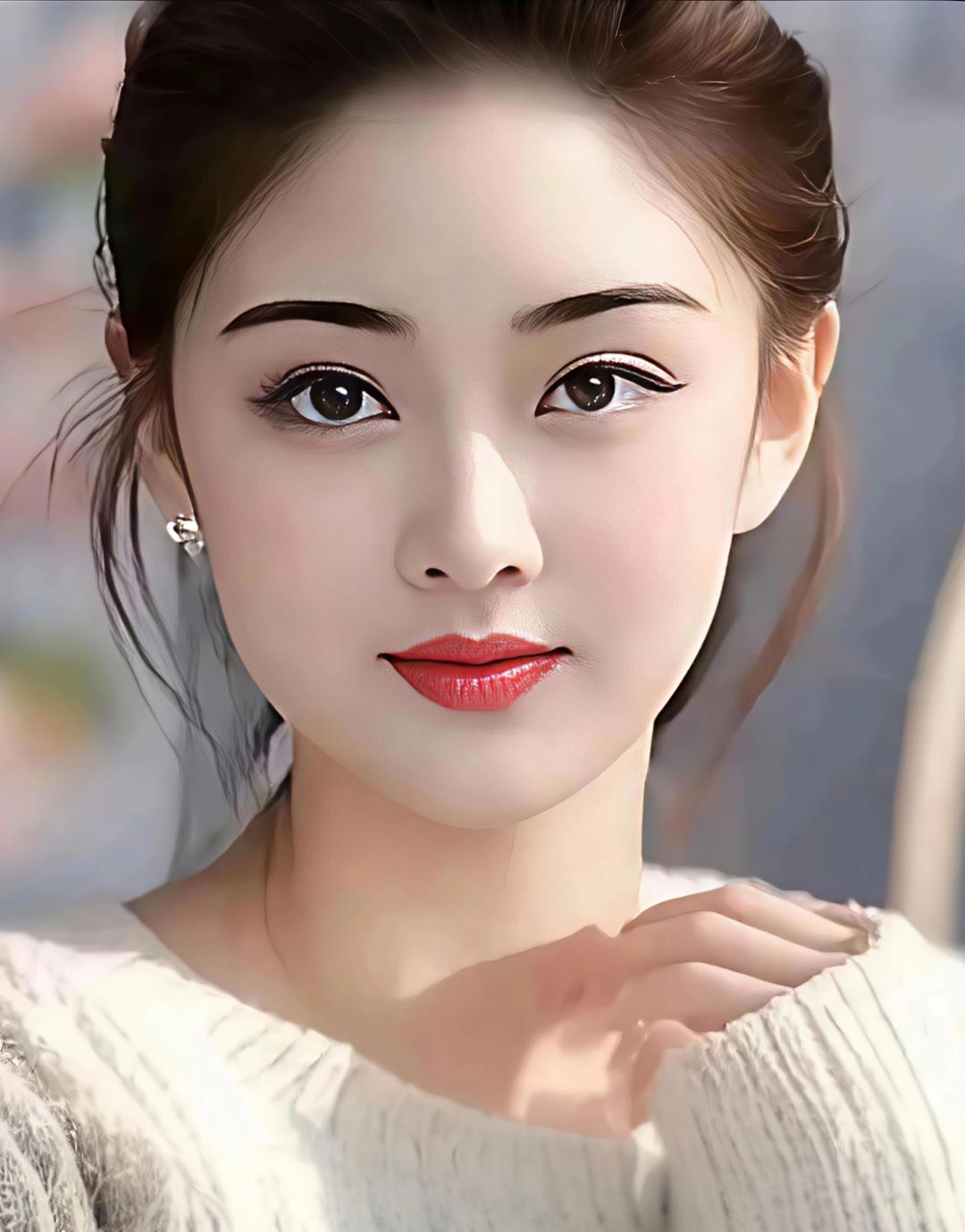 温柔甜美的少女，红唇轻启，散发着优雅的气息。