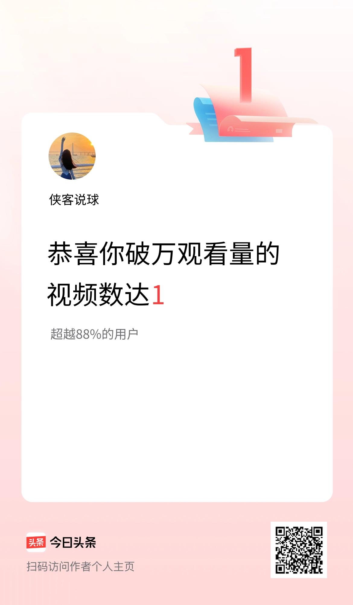 我在头条有1条视频播放量破万了！