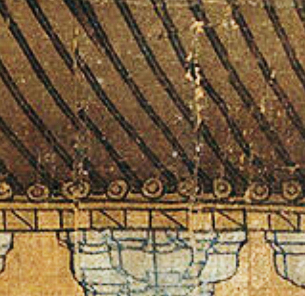 古代建筑上的筒瓦，位于屋檐的第一块瓦，都要用钉子固定一下。为了掩盖钉子，往往在上