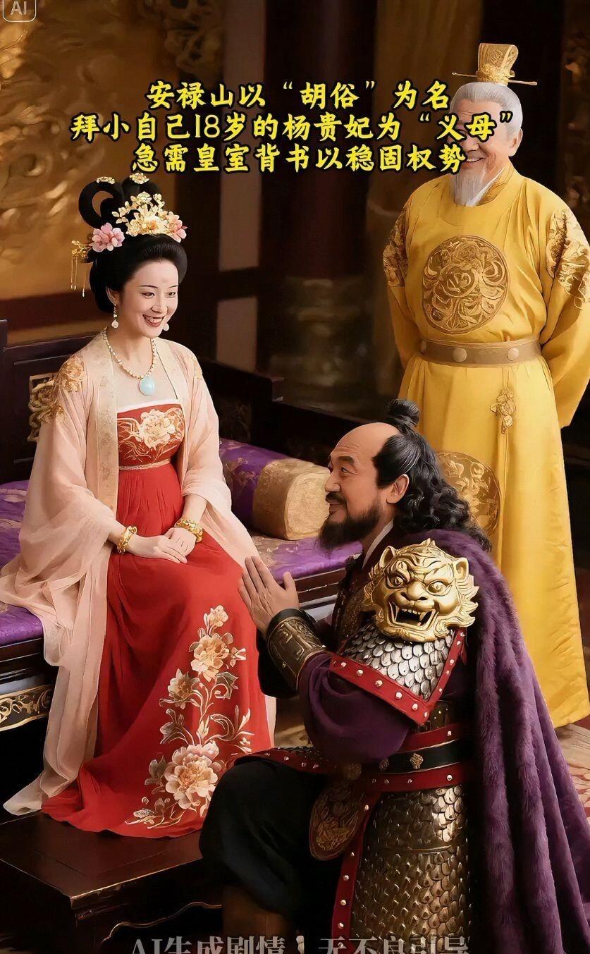 一、跨龄认母

比杨玉环大16岁的安禄山，初次面圣时故意跳过唐玄宗，先向杨贵妃行
