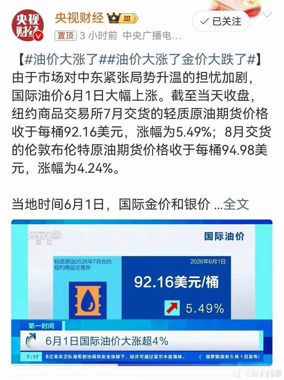 油价大涨了油价继续涨呗，反正我们都换电车