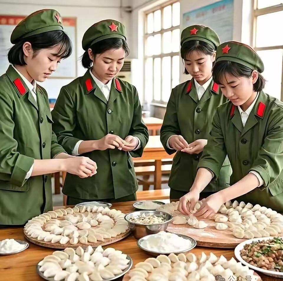 天南地北大拜年那时过年，在部队的女兵们，也到连队食堂帮厨包饺子…