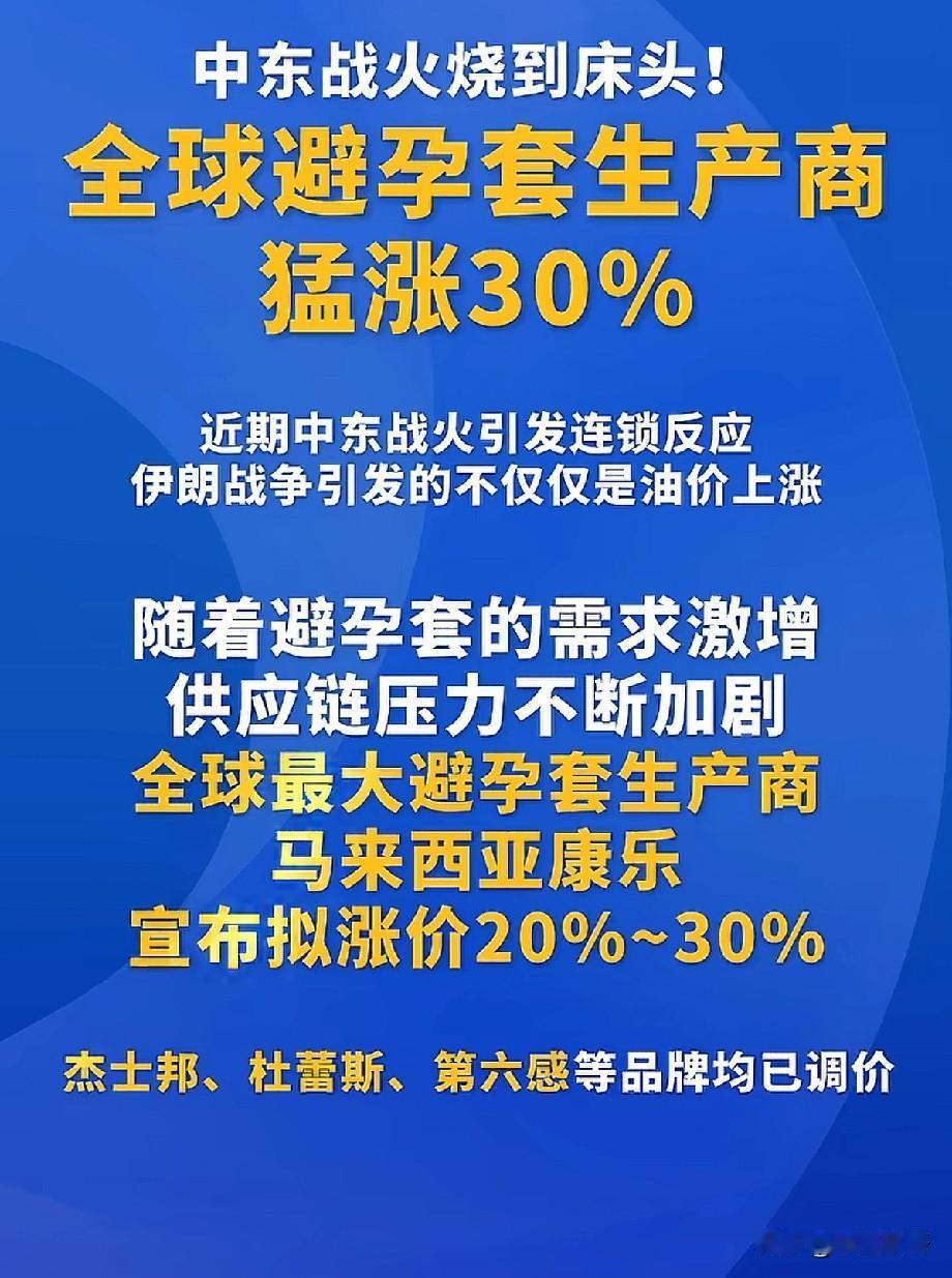 离谱！中东战火竟烧到床头？全球避孕套价格暴涨30%，打工人的“床第自由”也要涨价