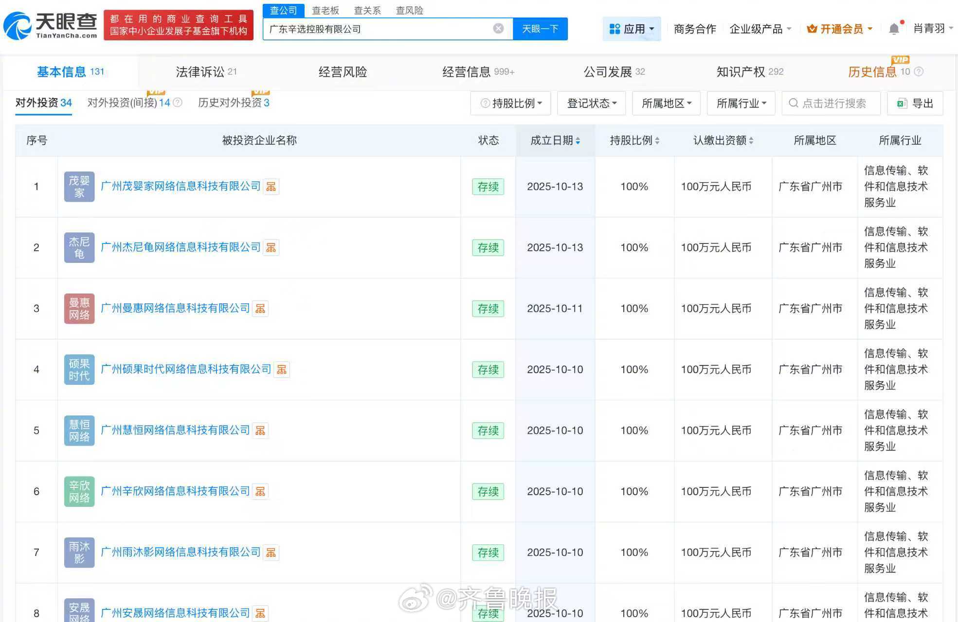【#辛巴公司近期成立多家新公司##辛选近日成立8家新公司#】天眼查App显示，近
