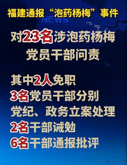 周末深夜，福建漳州对泡药杨梅事件发布了处理通报，从处理的名单来看，给人一种很严厉