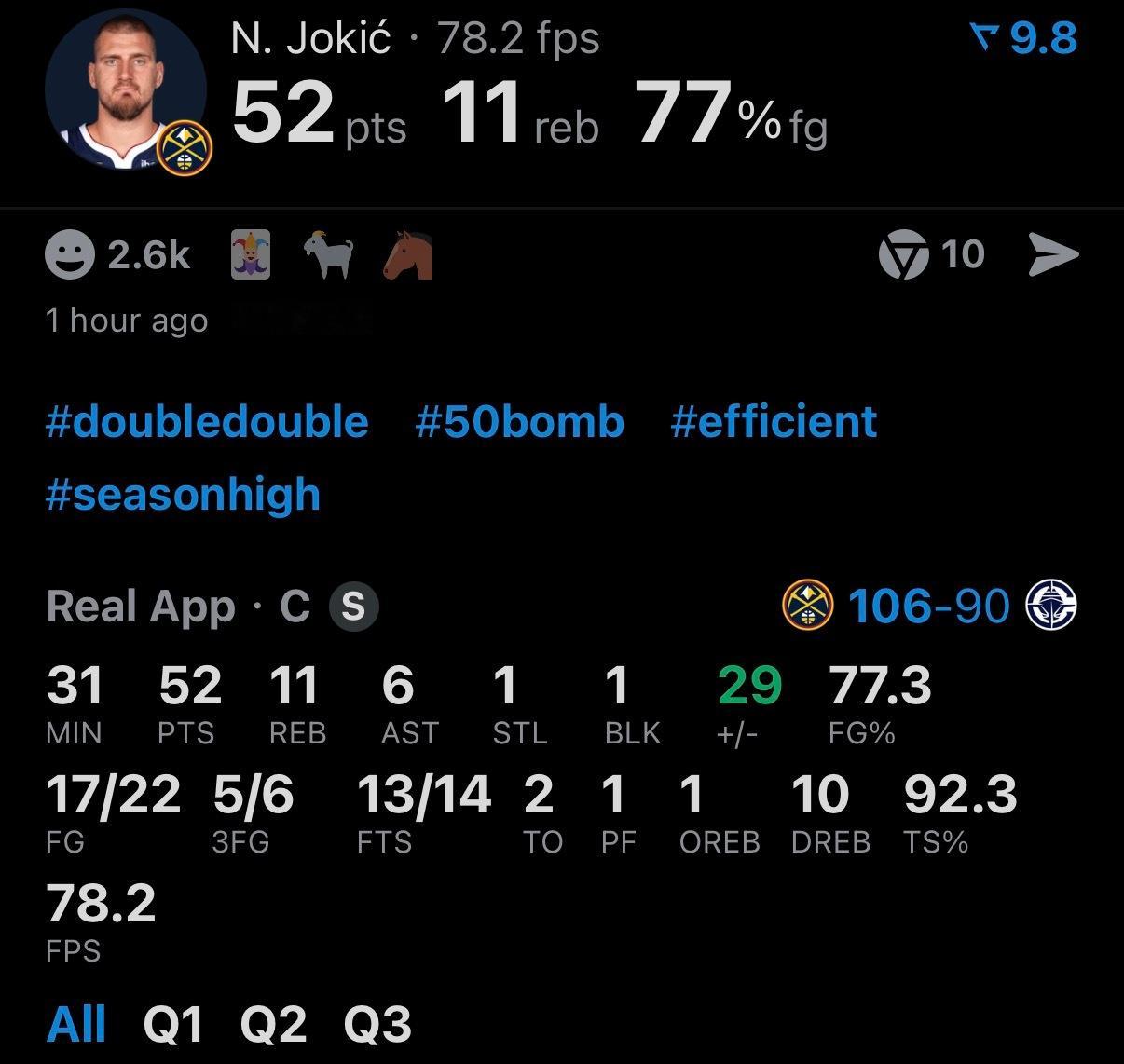 约基奇你要徒手拆快船吗？这三节…甚至希望快船坚持一会，想看看约基奇还能干点什么