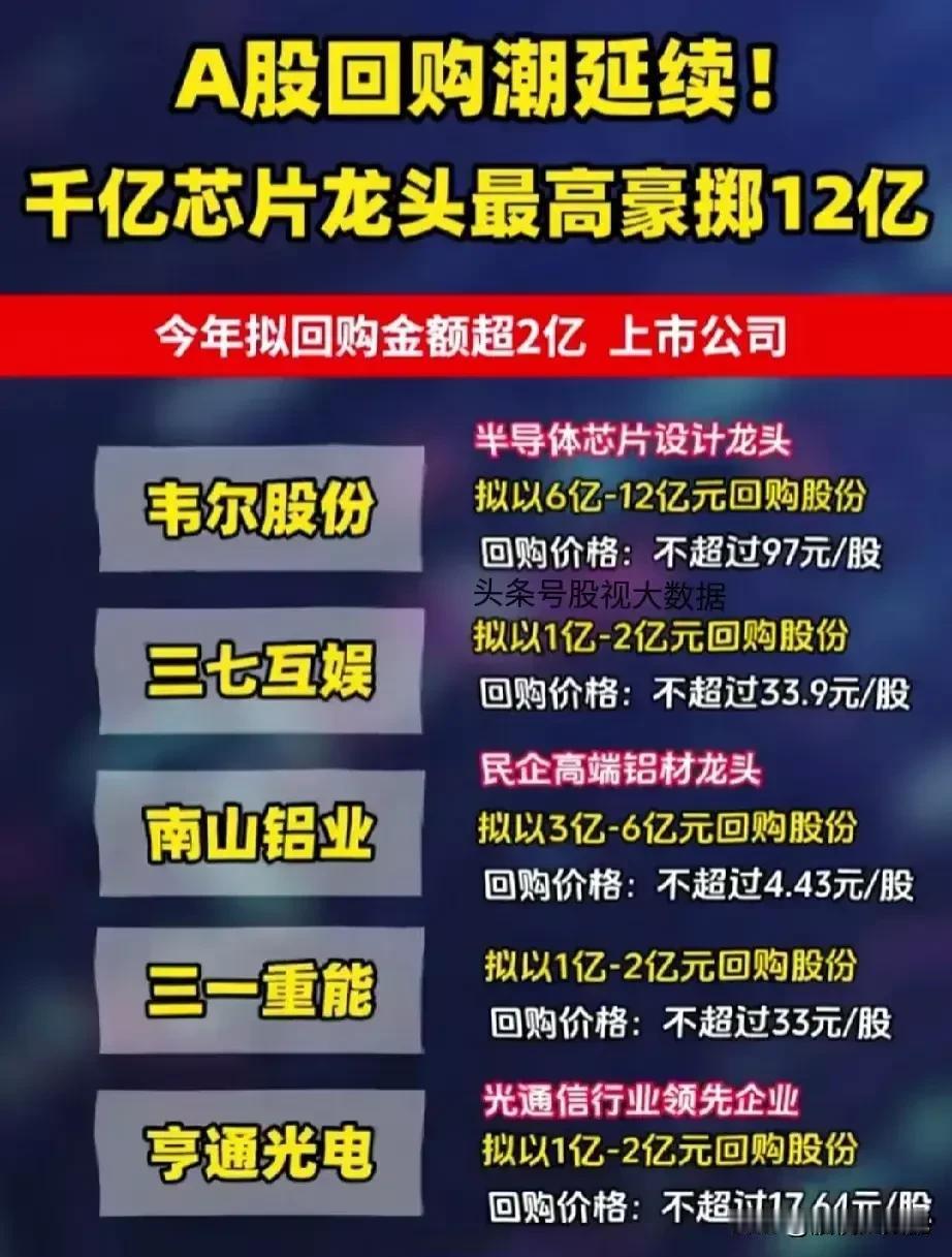 A股大额回购的公司名单！