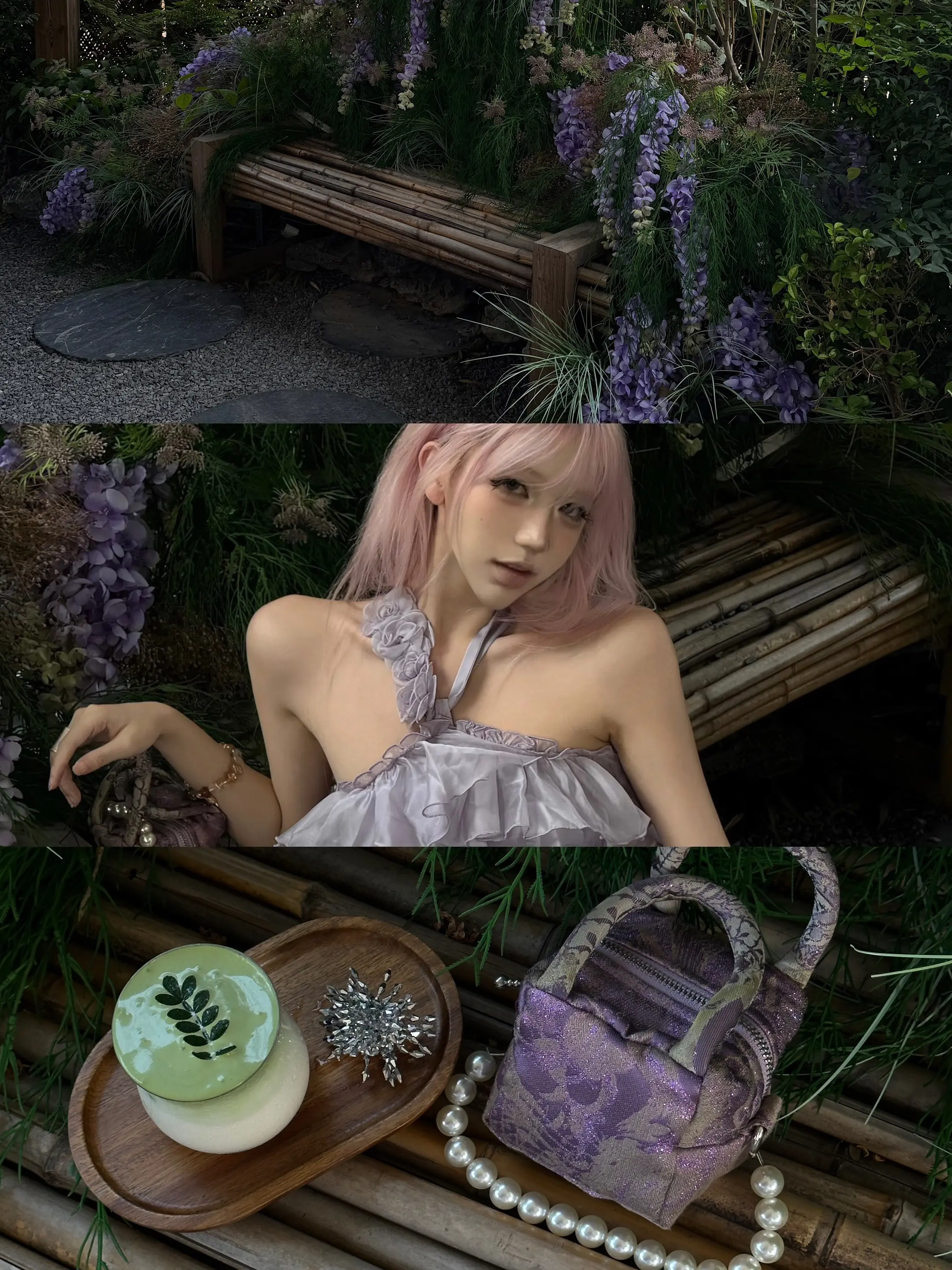 紫藤花下