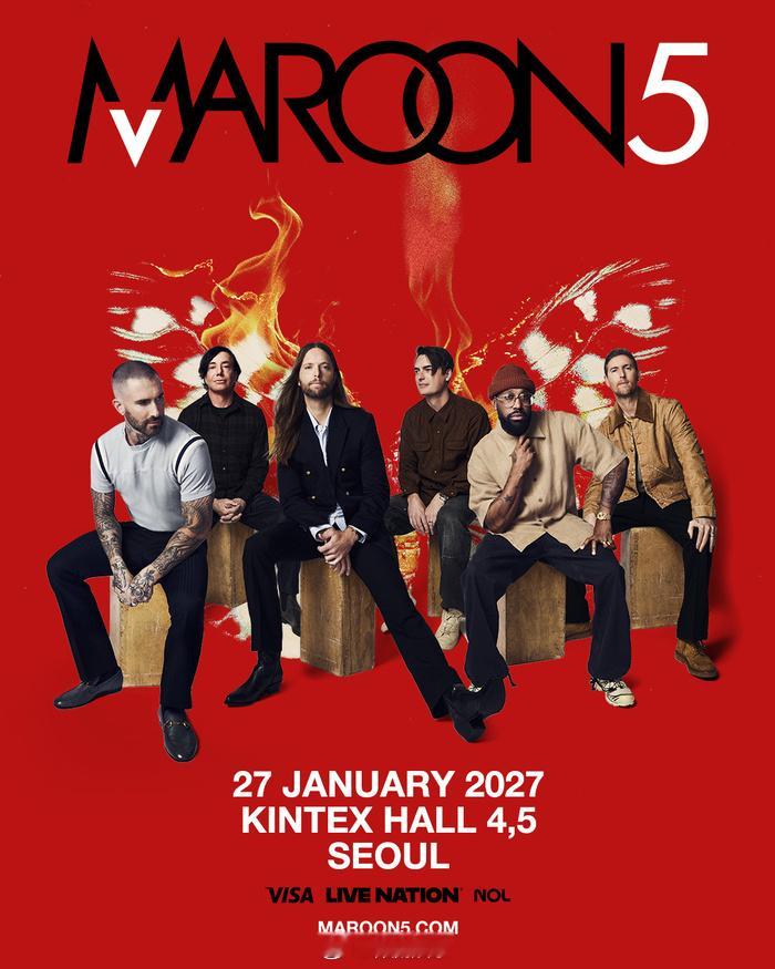【Maroon 5将于27年1月27日在韩国举办演唱会】演出将于明年1月27日晚