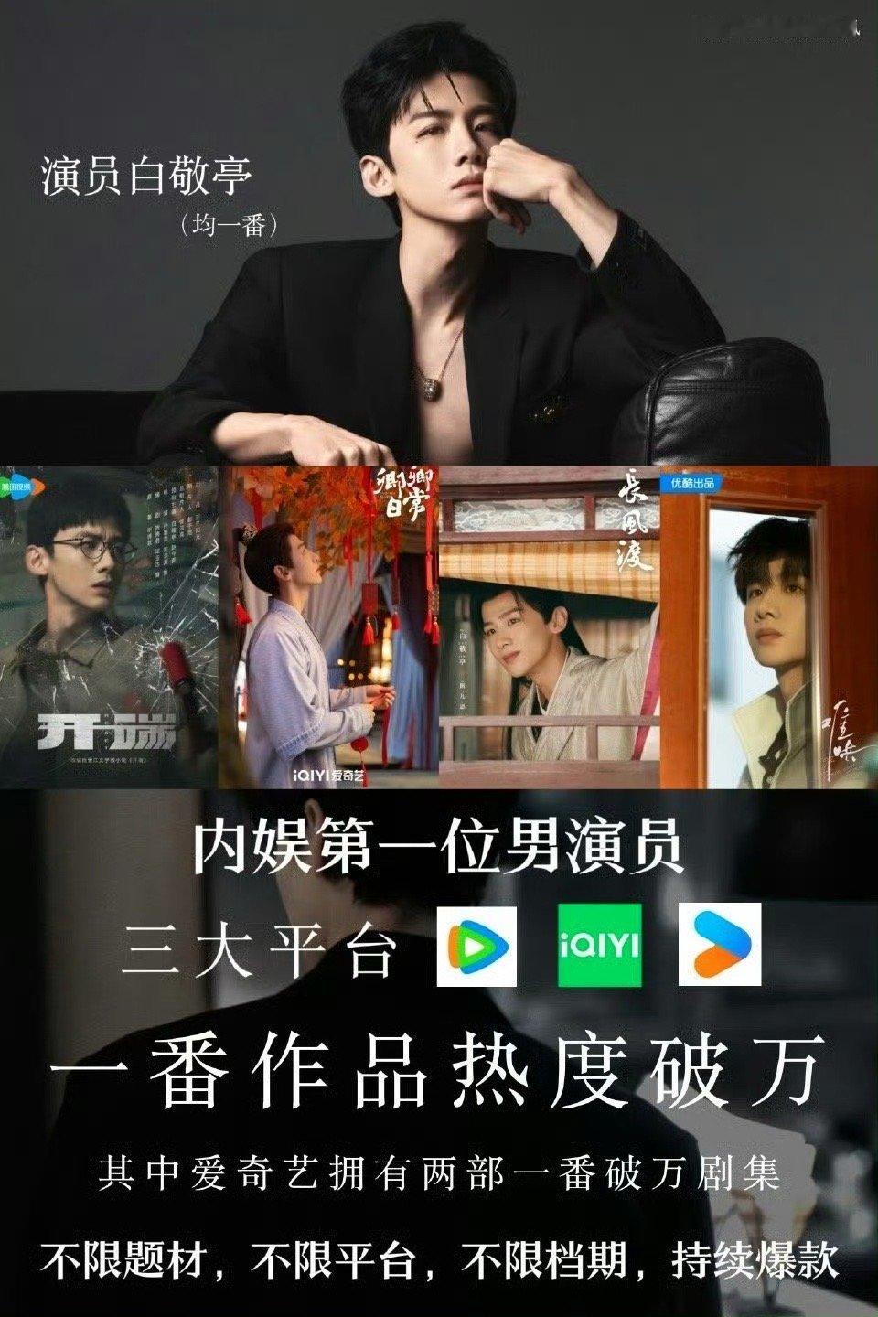白敬亭 剧粉盘 白敬亭的剧粉盘是靠自己一步一个脚印走出来的，他用心对待每个角色每