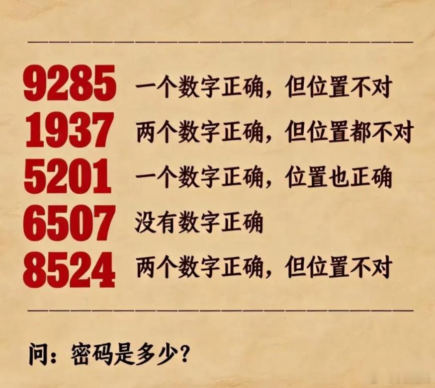 考考你的数学和逻辑推理能力，请问这个密码是多少呢？ 