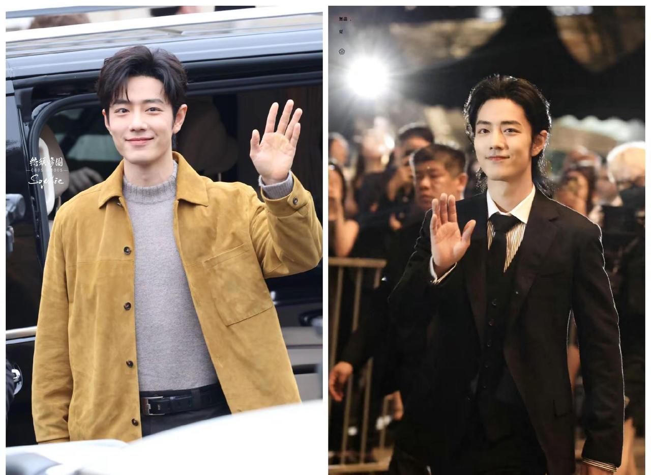 来吧，虾姐们肖战给我们招招手了，帅帅逼人肖战每次米兰时装都是给我们不一样的惊喜不