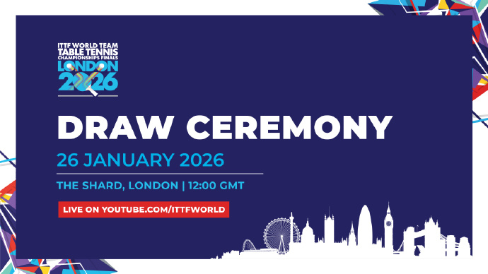 伦敦世乒赛抽签仪式1月26日举行 2026年伦敦世乒赛团体赛将于4月28日至5月