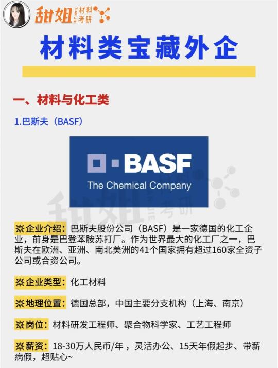 材料专业可以去的外企有哪些？