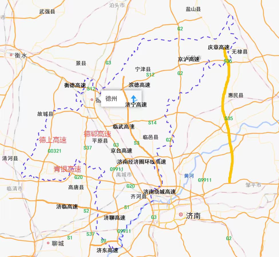 德州境内的15条高速公路
        德州境内高速路网纵横交错，路网密度位居