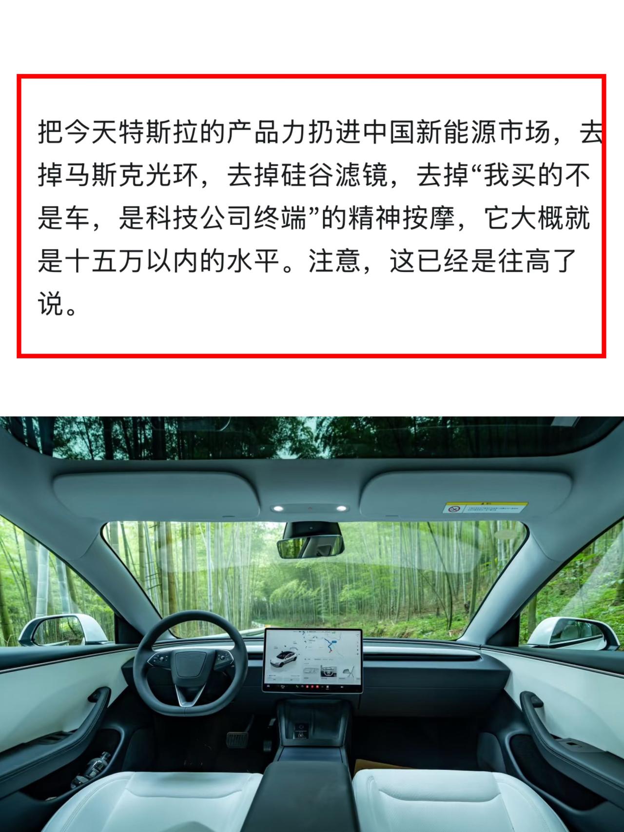 有一位网友是这么评价特斯拉的
把今天的特斯拉的产品力扔进中国新能源市场
去掉马斯