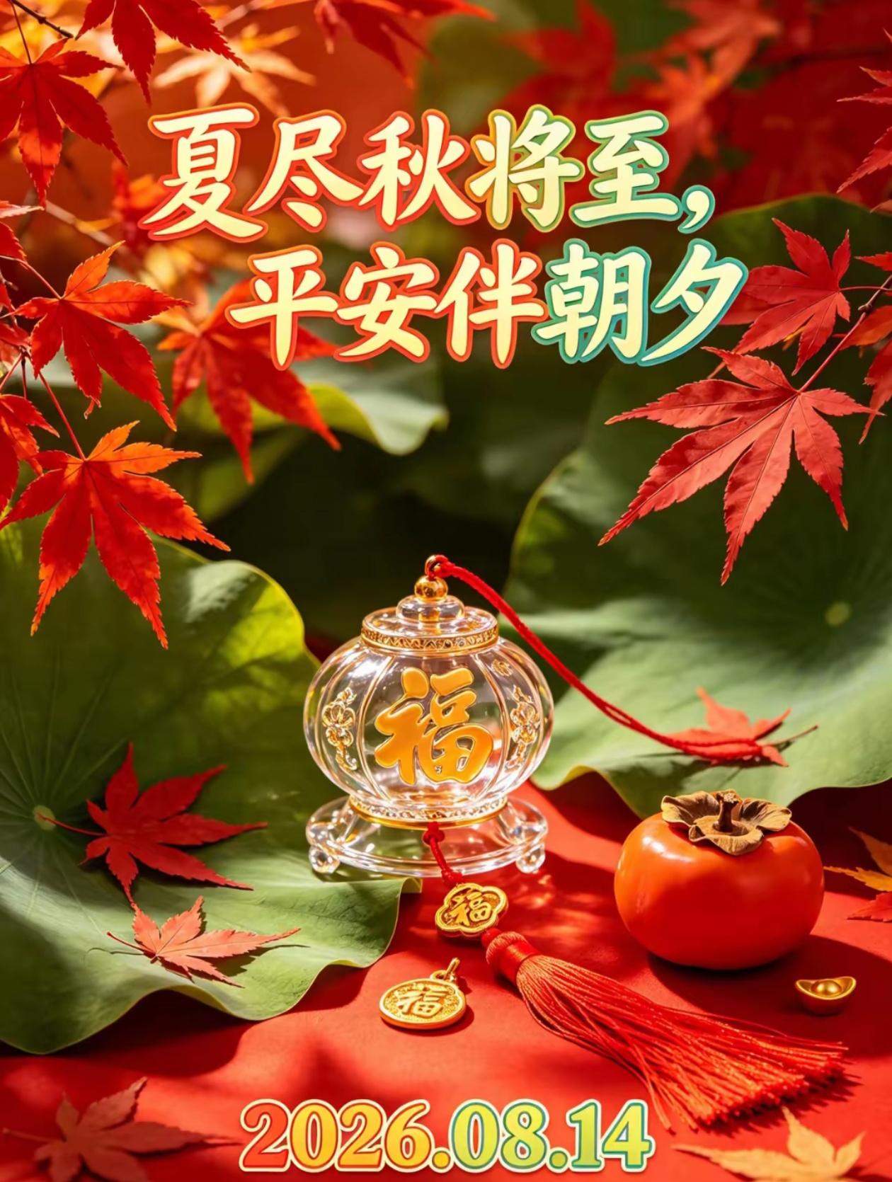 [福]2026./8月14，浅秋多盛景，朝夕万事安[福]

[微风][太阳]霞染