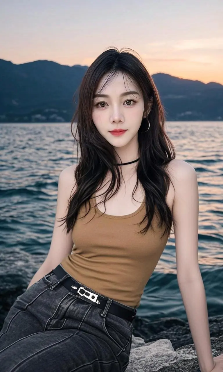 AI海边的优雅女神