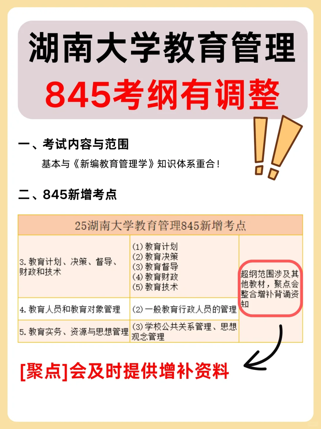 ⚠️注意！湖南大学教育管理845考纲有变化❗️