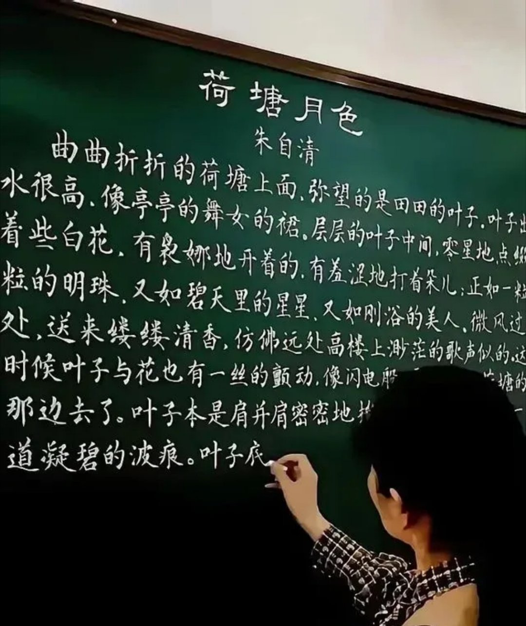 这是什么神仙老师？我要是课代表都不舍得擦这字体干净，怡人！这得多少年功力才能写出