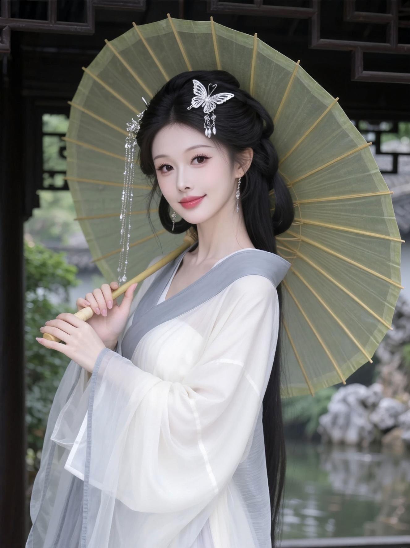 AI淡颜古风江南写真  烟雨中的古风奇遇 谁用谁好看  古风汉服美如画