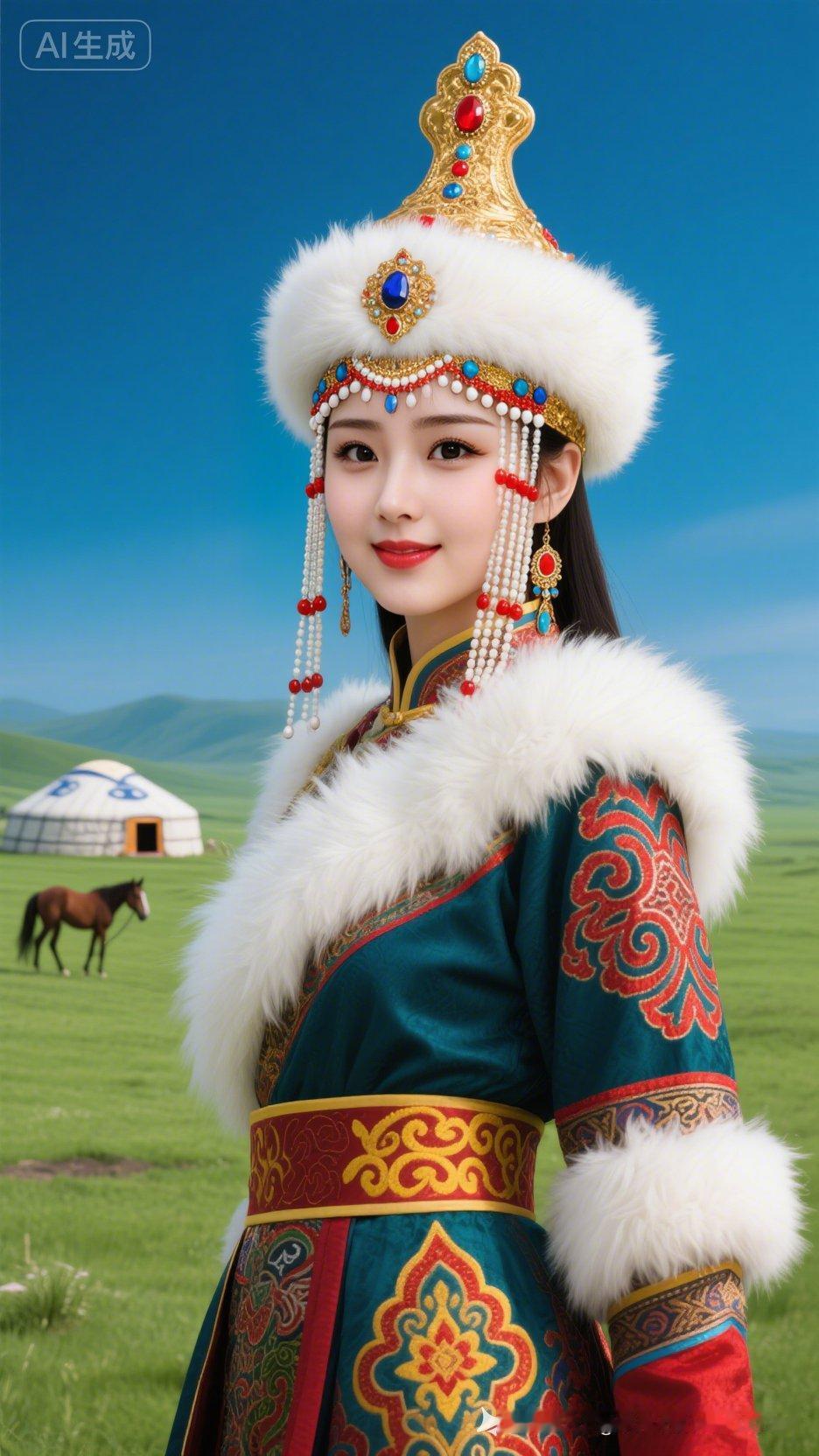 草原上的公主，惊艳的蒙古装束！