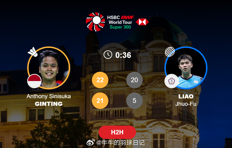 男单 1/16赛 金廷 22-20 21-5 廖倬甫2026年奥尔良羽毛球大师赛