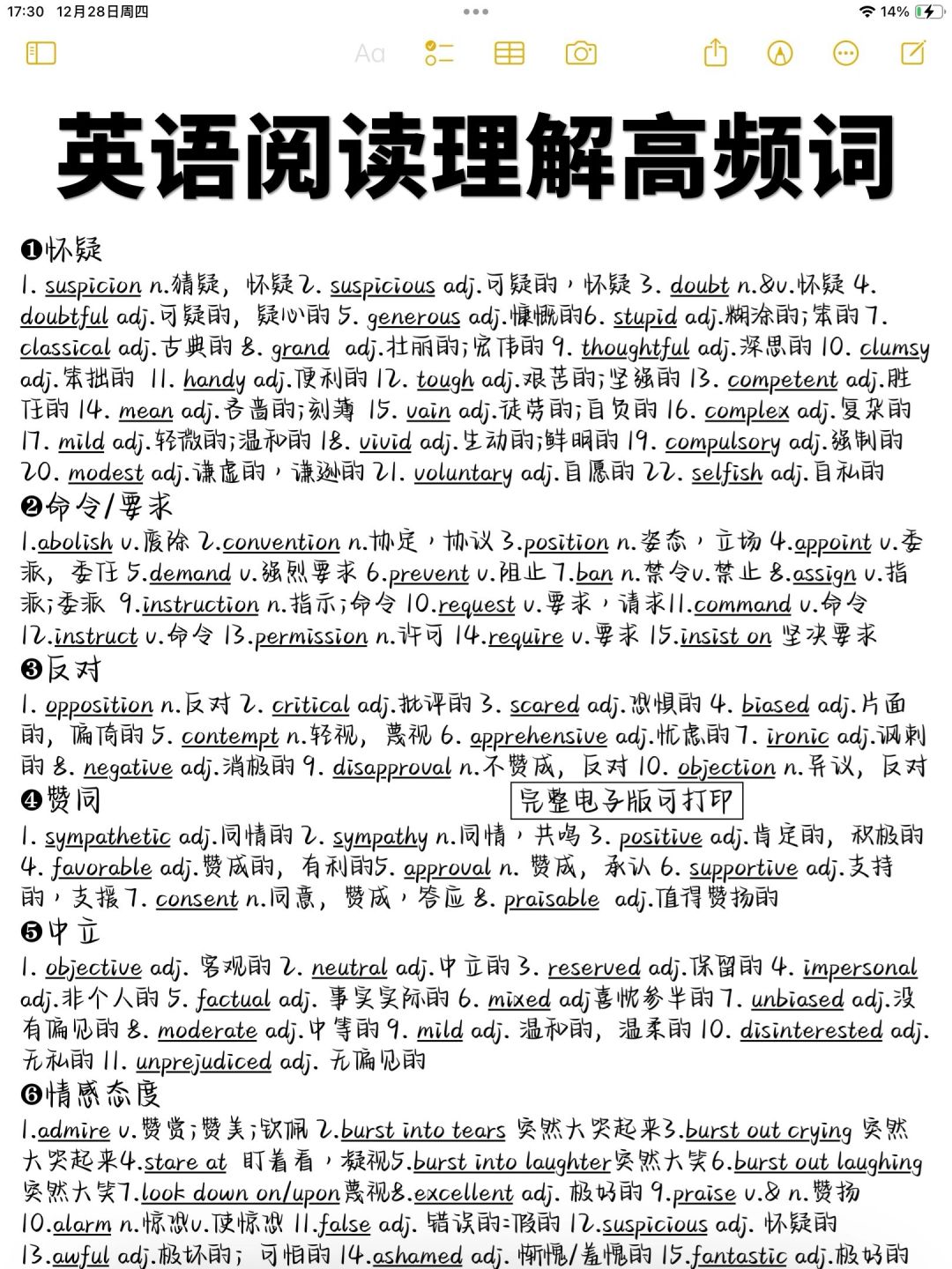 3天背会！你的阅读就牛！英语阅读理解高频词！