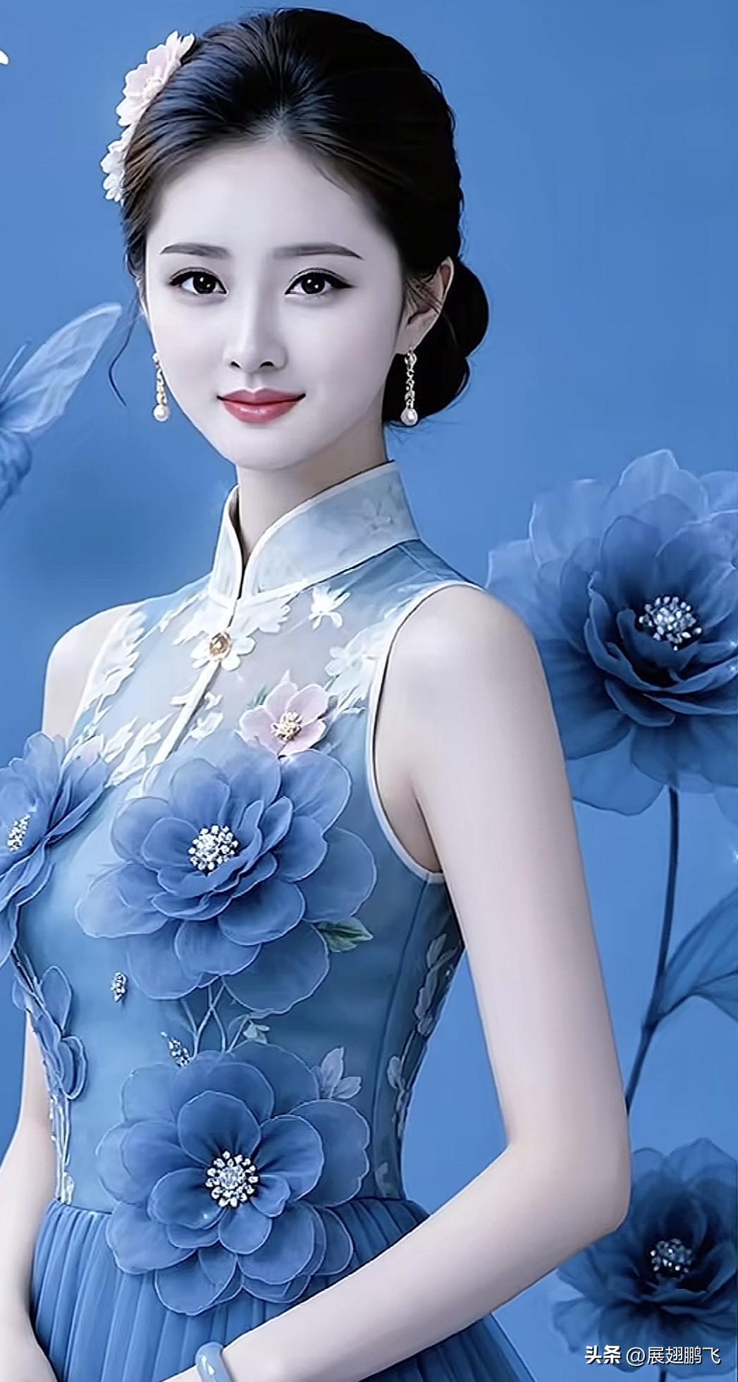 花间美人，蓝衣映芳华。淡雅蓝裙照 绿裙美人 红装美人照 绿裙美人 红装美人照 红