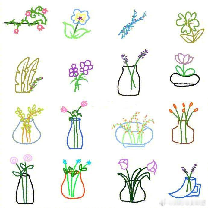 非常全的植物简笔画，清新可爱。