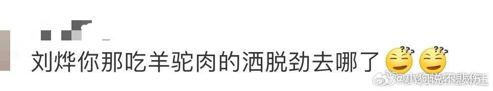 刘烨你那吃羊驼肉的洒脱劲去哪了刘烨请你拿出来你吃羊驼肉的那股子洒脱劲好吗，不要跟
